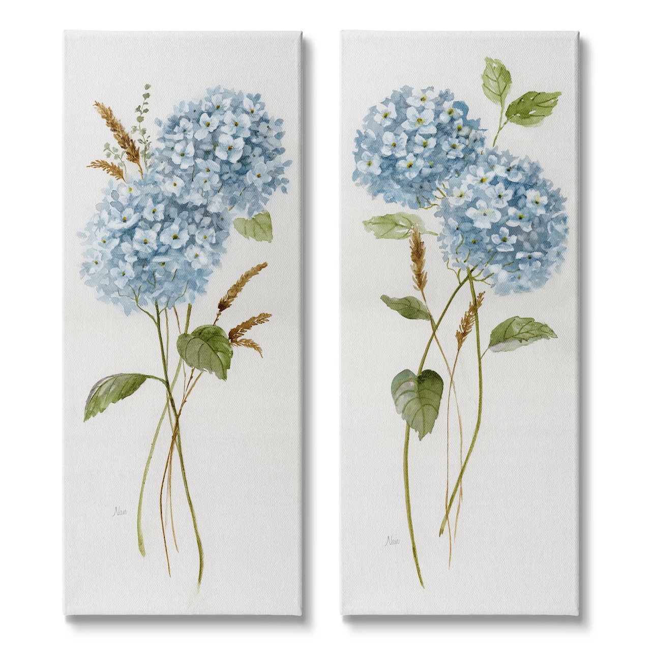 Stupell Industries Blue Hydrangea Long Stems Soft Vintage Florals Canvas Wall Art